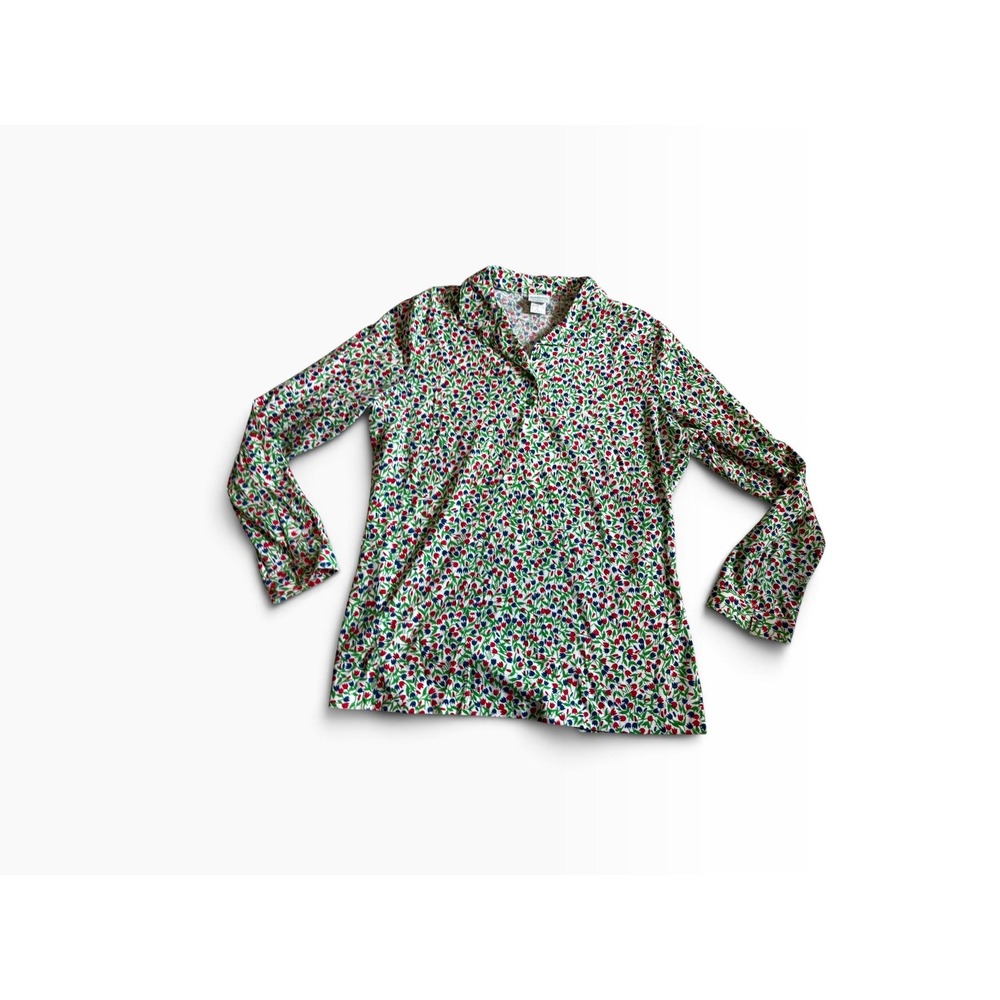 Lilly Pulitzer Blouse XL White Floral Tulip Vintage 70s Sportswear Top